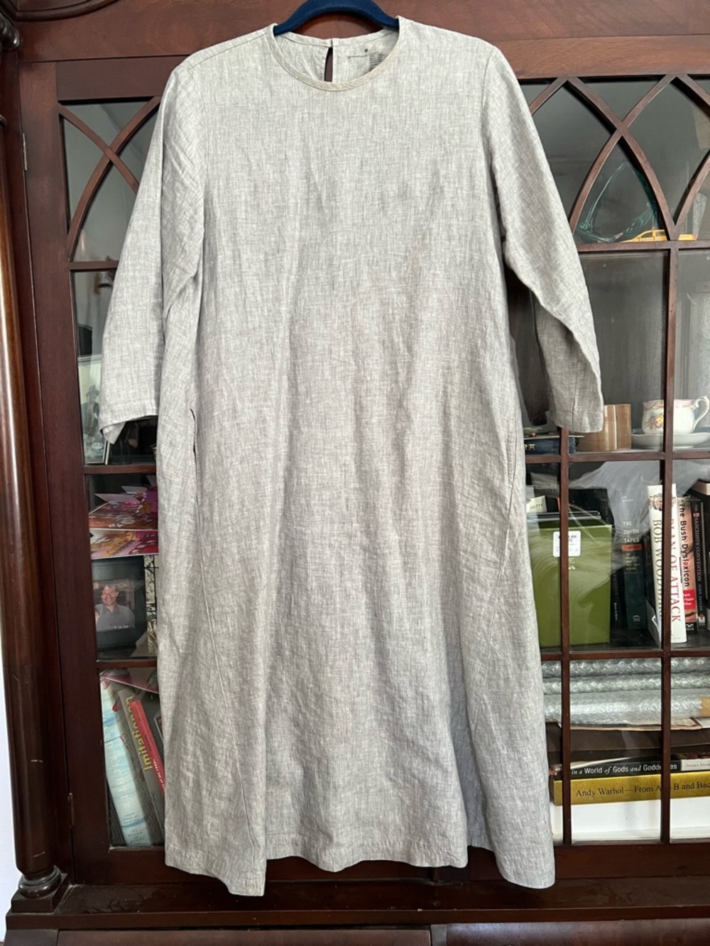 Muji Light Gray/Sand Linen A-line dress M